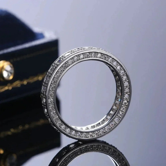 NEW 925 Sterling Silver Diamond Eternity Ring